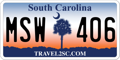 SC license plate MSW406