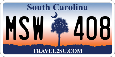 SC license plate MSW408