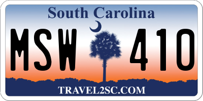 SC license plate MSW410