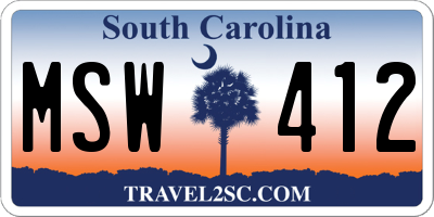 SC license plate MSW412
