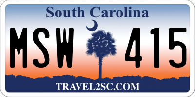 SC license plate MSW415