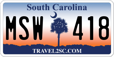 SC license plate MSW418