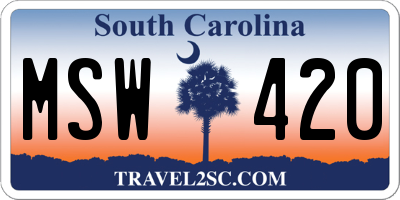 SC license plate MSW420