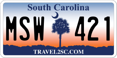 SC license plate MSW421