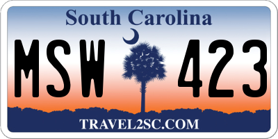 SC license plate MSW423