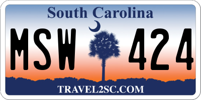 SC license plate MSW424