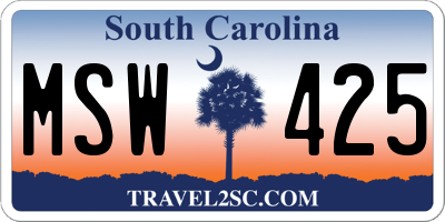 SC license plate MSW425