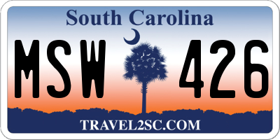SC license plate MSW426