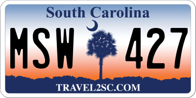 SC license plate MSW427