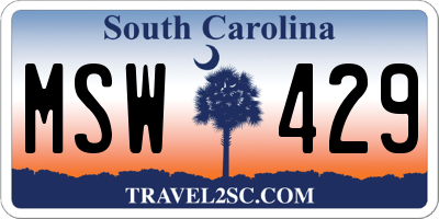 SC license plate MSW429