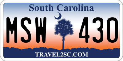SC license plate MSW430
