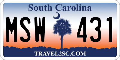 SC license plate MSW431