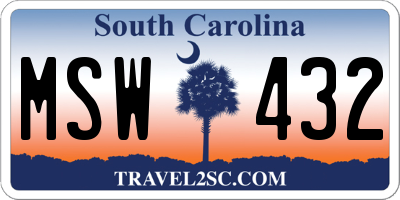 SC license plate MSW432