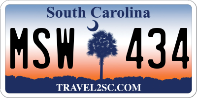 SC license plate MSW434