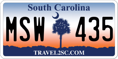 SC license plate MSW435