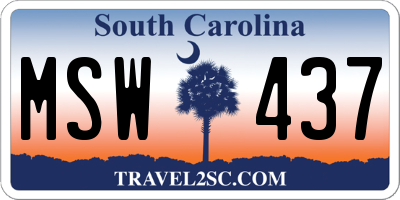 SC license plate MSW437