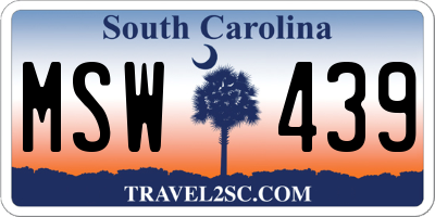 SC license plate MSW439