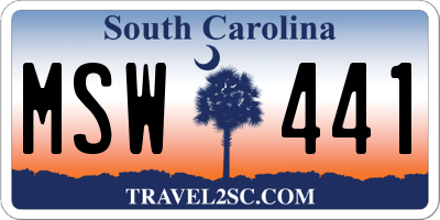 SC license plate MSW441