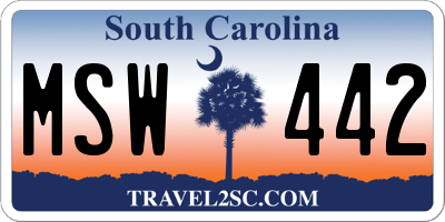 SC license plate MSW442