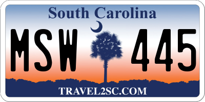 SC license plate MSW445