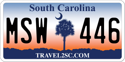 SC license plate MSW446