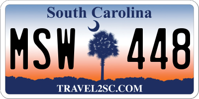 SC license plate MSW448