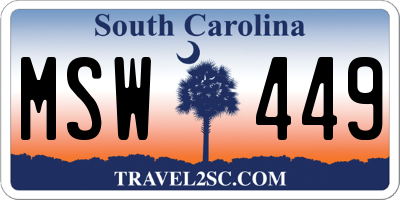SC license plate MSW449