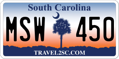 SC license plate MSW450