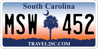 SC license plate MSW452