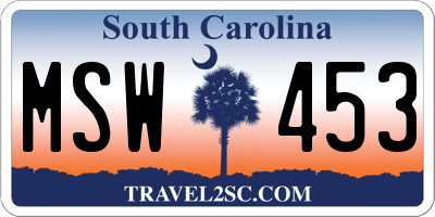 SC license plate MSW453