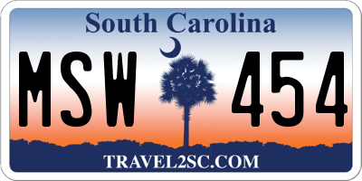 SC license plate MSW454