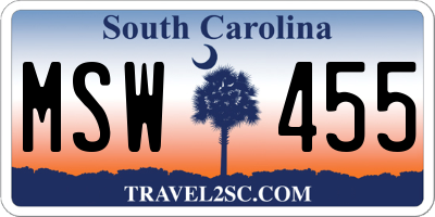 SC license plate MSW455