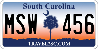 SC license plate MSW456