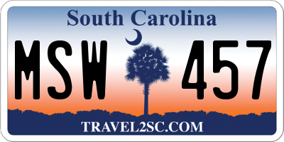 SC license plate MSW457
