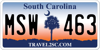 SC license plate MSW463