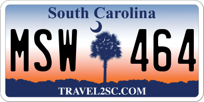 SC license plate MSW464
