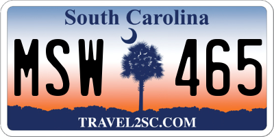 SC license plate MSW465