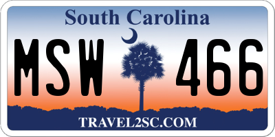 SC license plate MSW466