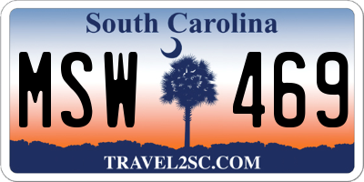 SC license plate MSW469
