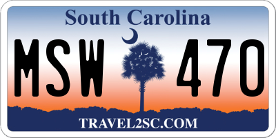 SC license plate MSW470