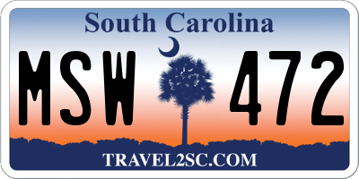 SC license plate MSW472