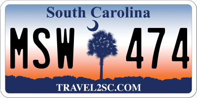 SC license plate MSW474