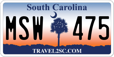 SC license plate MSW475