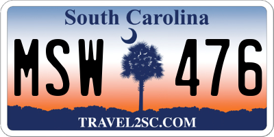 SC license plate MSW476