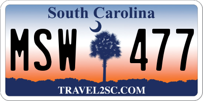 SC license plate MSW477