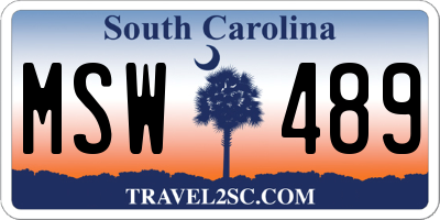 SC license plate MSW489