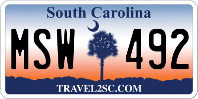 SC license plate MSW492