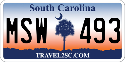 SC license plate MSW493