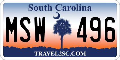 SC license plate MSW496