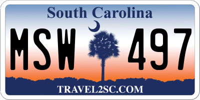 SC license plate MSW497